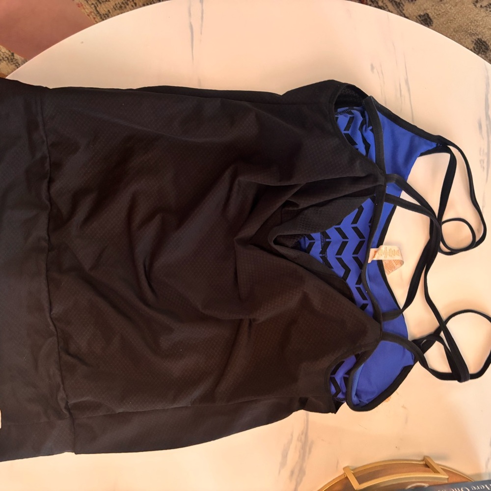 Lucy Black and Royal Blue Strappy Sports Tank